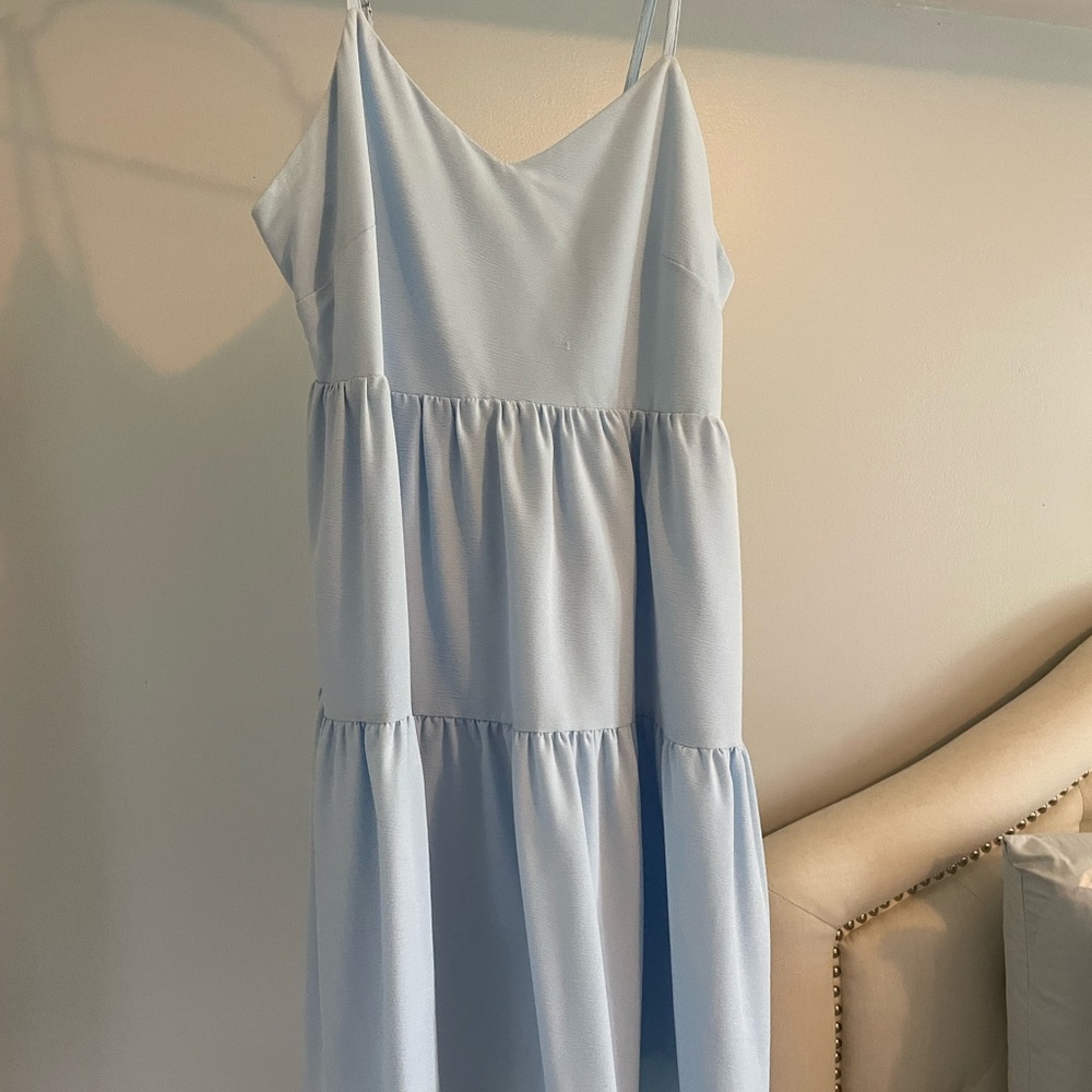 Elegant Light Blue Sleeveless Dress